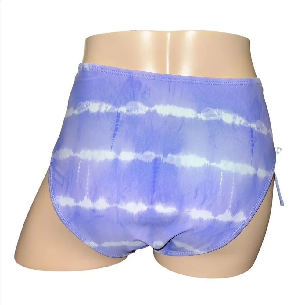 California Waves Juniors Tie-Dyed High-Waist Swim Bottoms Purple Medium NWT